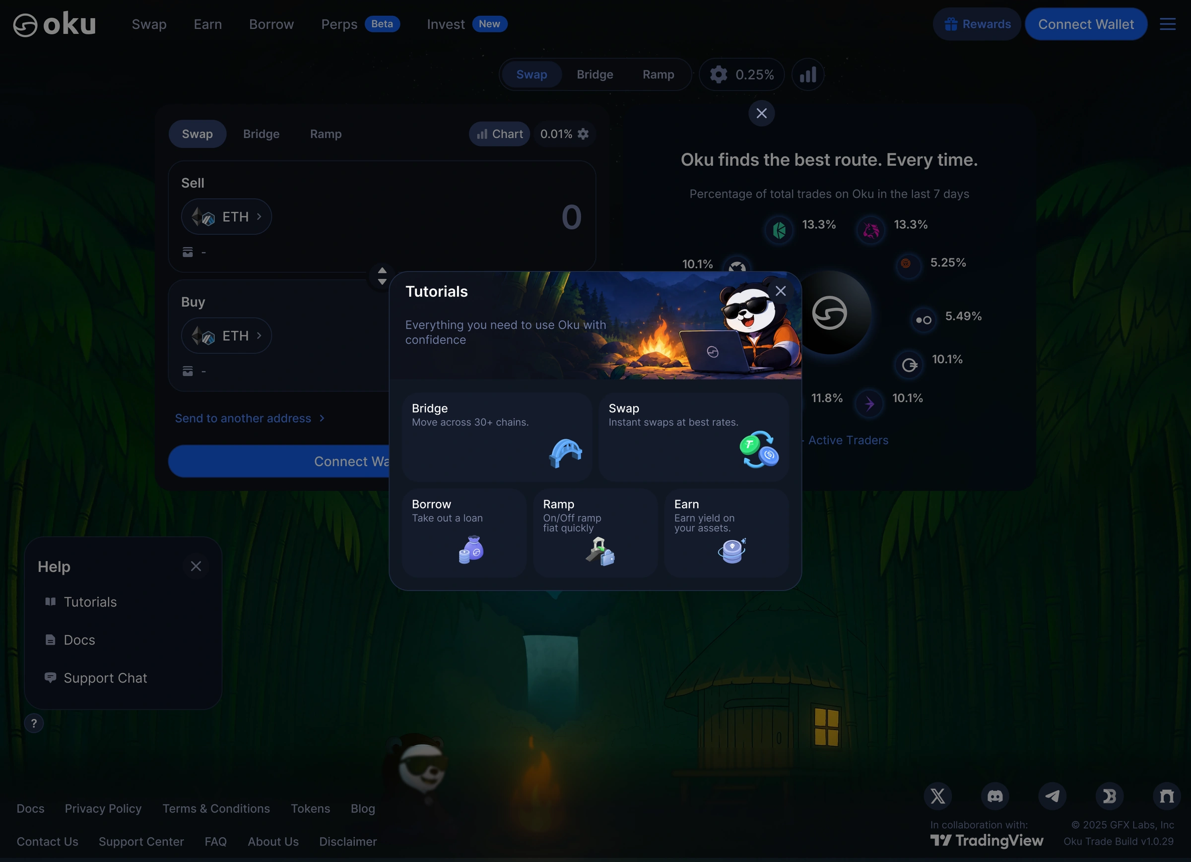 Help Centre: the Help menu and the Tutorials panel